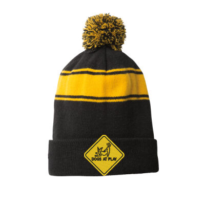 Dogs At Play - Stripe Pom Pom Beanie Thumbnail